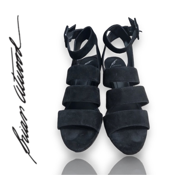 B Brian Atwood Baily suede block cage heel sandals - Picture 2 of 4